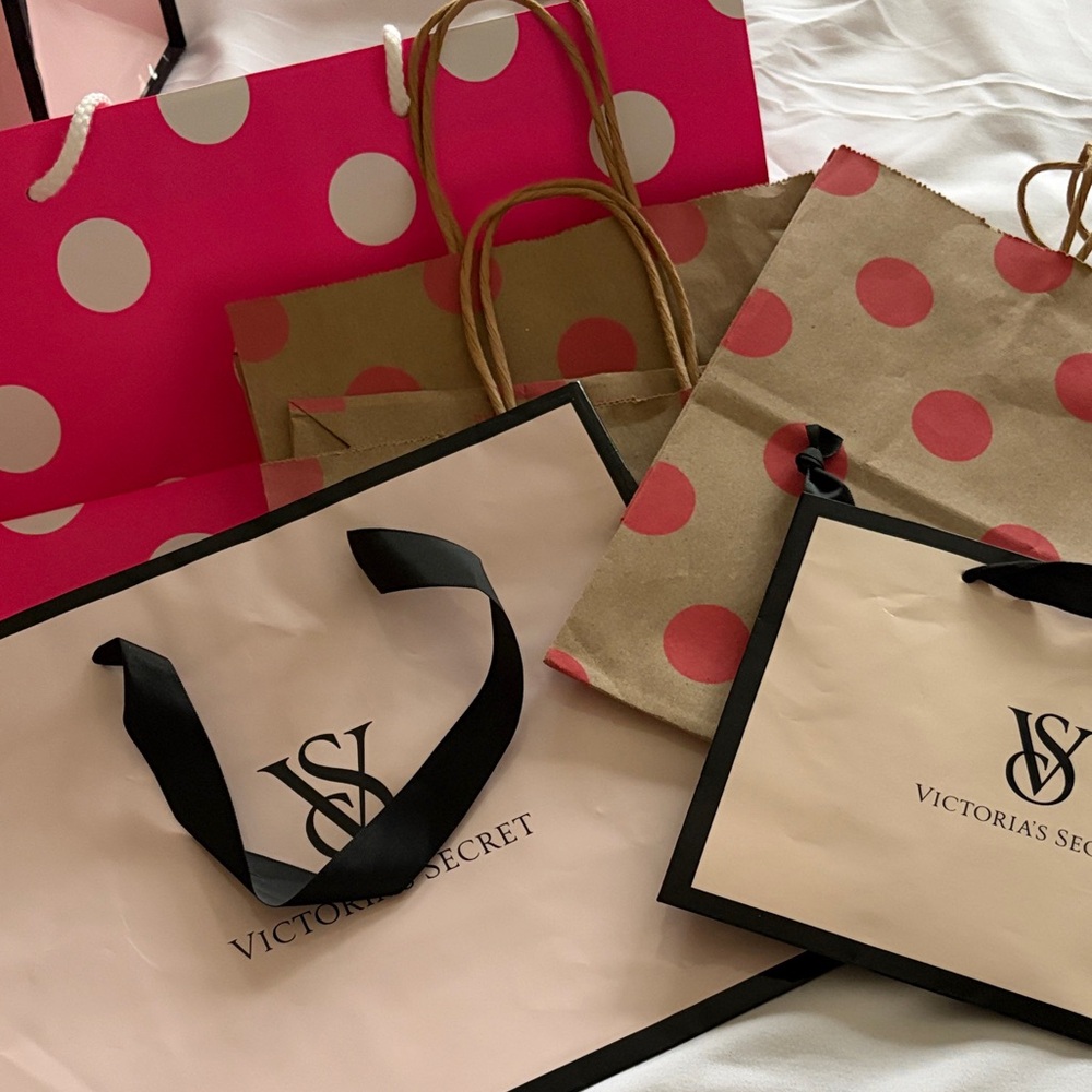 Victoria's Secret Pink and Black Ribbon-Handle plus other Tote Bags for gifting